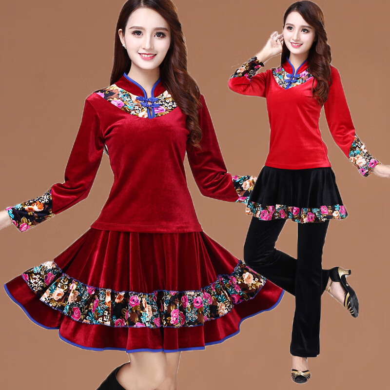 透气舒适广场舞服装金丝绒新款套装女秋冬长袖跳舞蹈演出服有运费险