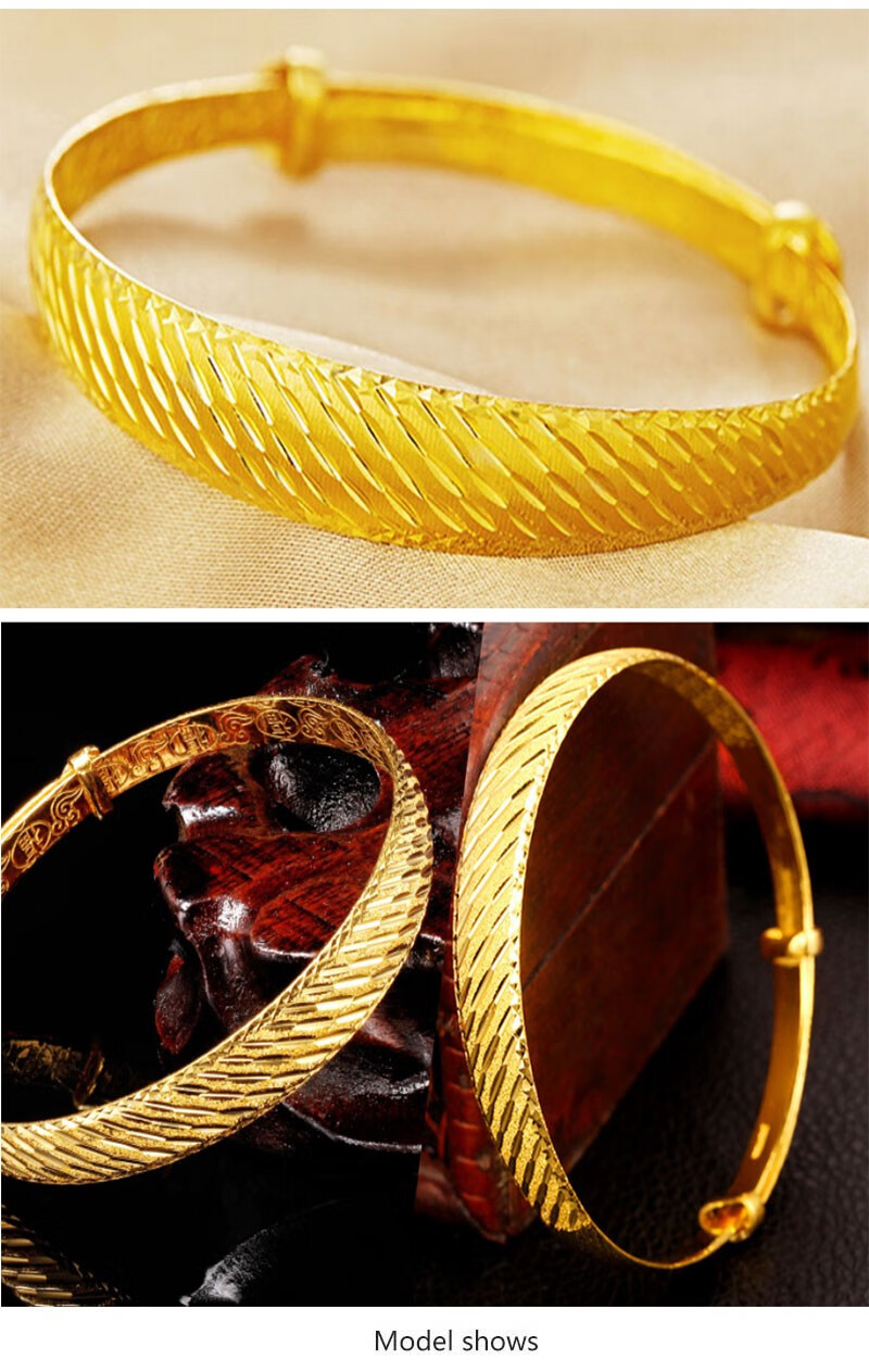 凤雅集珠宝黄金手镯女款足金999女士流星雨活口斜条纹推拉手镯女款