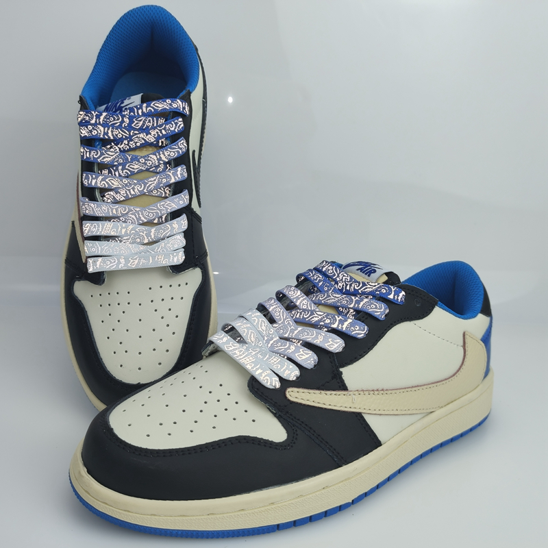 鞋带荧光渐变夜光腰果花男空军一号鞋带彩色白色反光腰果花鞋带一单二