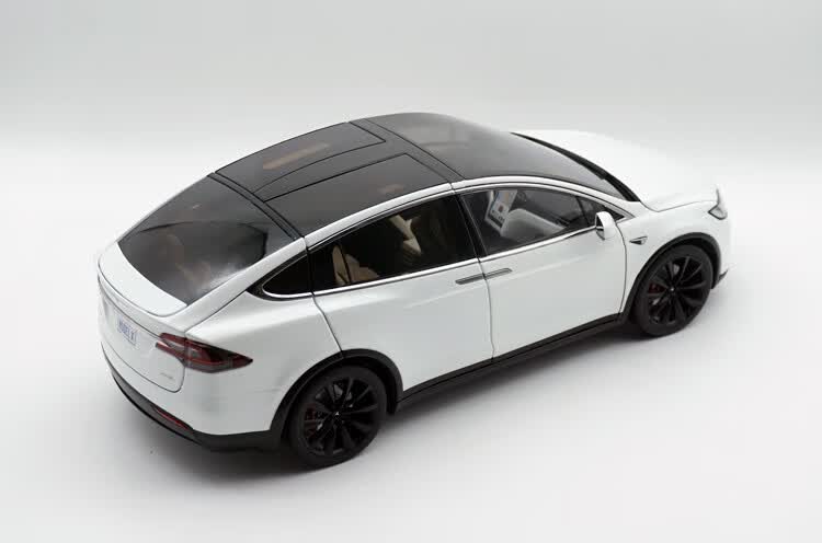 118 特斯拉tesla model x电动suv合金全开六门汽车模型 金属灰【图片