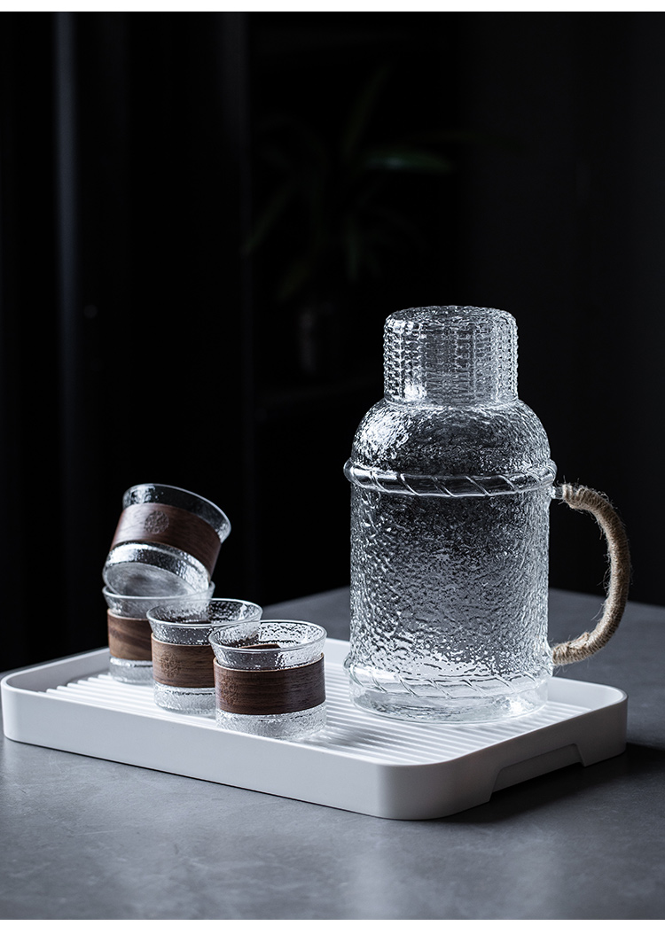 2022新款日式凉水壶水杯套装日式锤纹玻璃冷水壶大容量果汁扎壶耐热