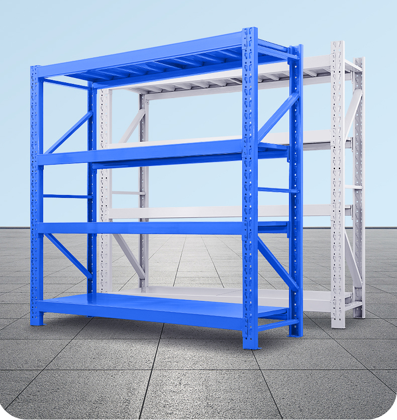 仓储货架置物架多层仓库货物架库房重型家用储物可调节快递铁架子蓝色