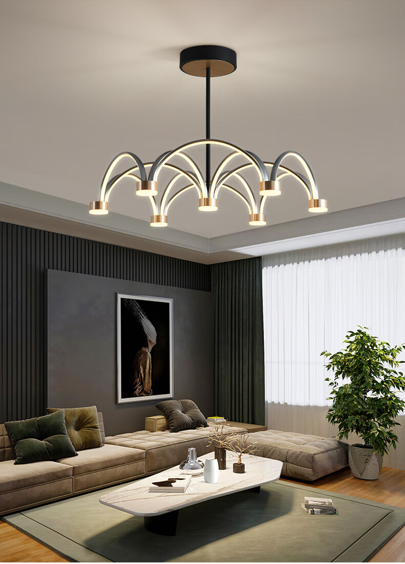 三雄极光吊灯客厅灯具led简约现代大气北欧卧室2022年新款华星7头104w