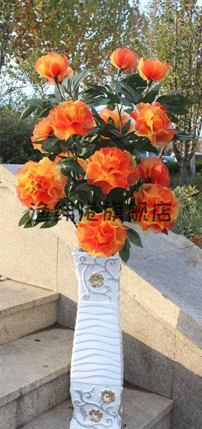 丝网花材料套装diy成品丝袜花材料包落地牡丹套餐默认浅红加亮黄别的