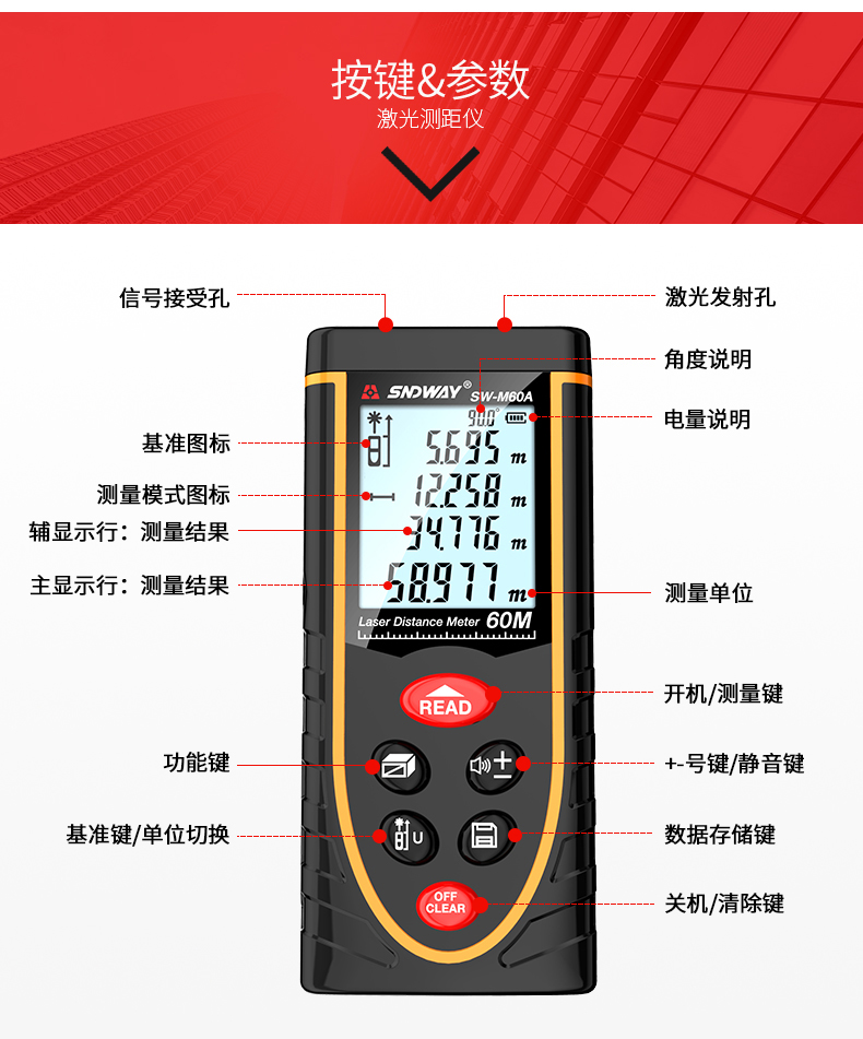 激光卷尺多功能红外高精度激光测距仪测量仪电子尺手持距离激光尺量房