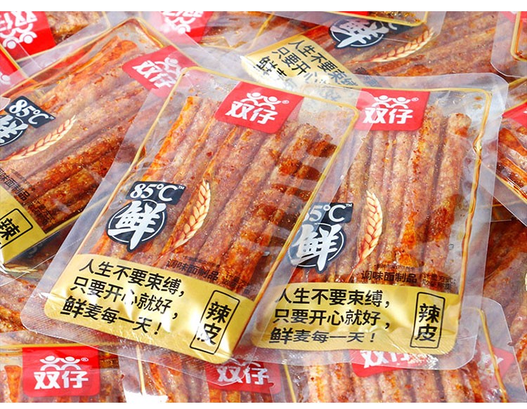 双仔辣条湖南特产平江豆干辣条85鲜辣棒辣皮辣片面筋零食辣棒1000g约