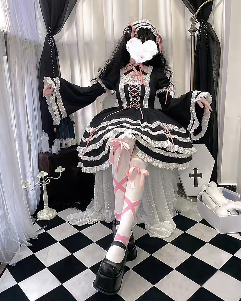 诺合洛丽塔袜子女生小腿袜夏季薄款日系学生jk长袜可爱lolita绑带交叉