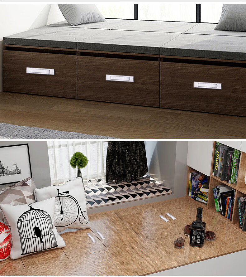 固特抽屉拉手日式榻榻米地台暗拉手抽屉现代简约黑色隐形嵌入内嵌式