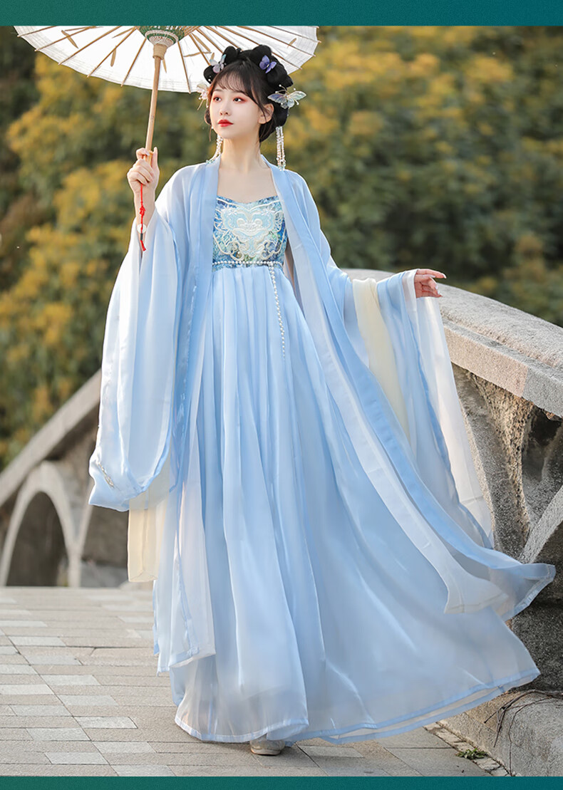 唐制汉服女诃子裙中国风古装绿色广袖流仙裙仙飘逸改良夏款 【暮鸢颂