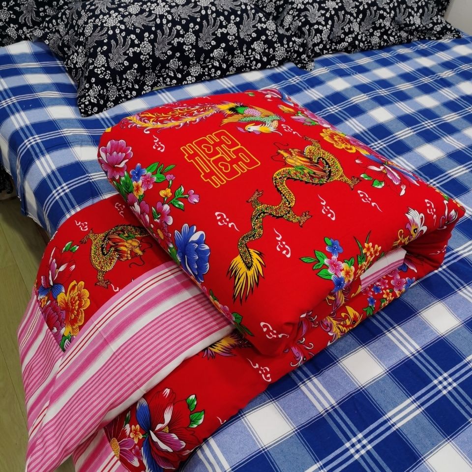 风海有夏京物自营轻奢 东北大花布传统手缝棉花被老式包边被子民国风