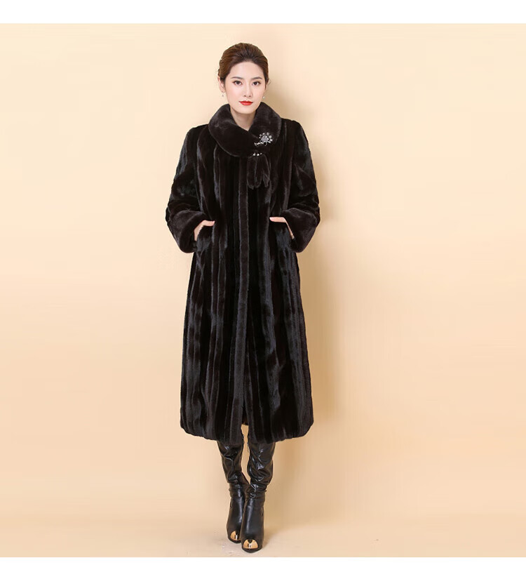 雅鹿品牌高档皮草外套女冬貂皮大衣长款长过膝整貂海宁中老年妈妈大码