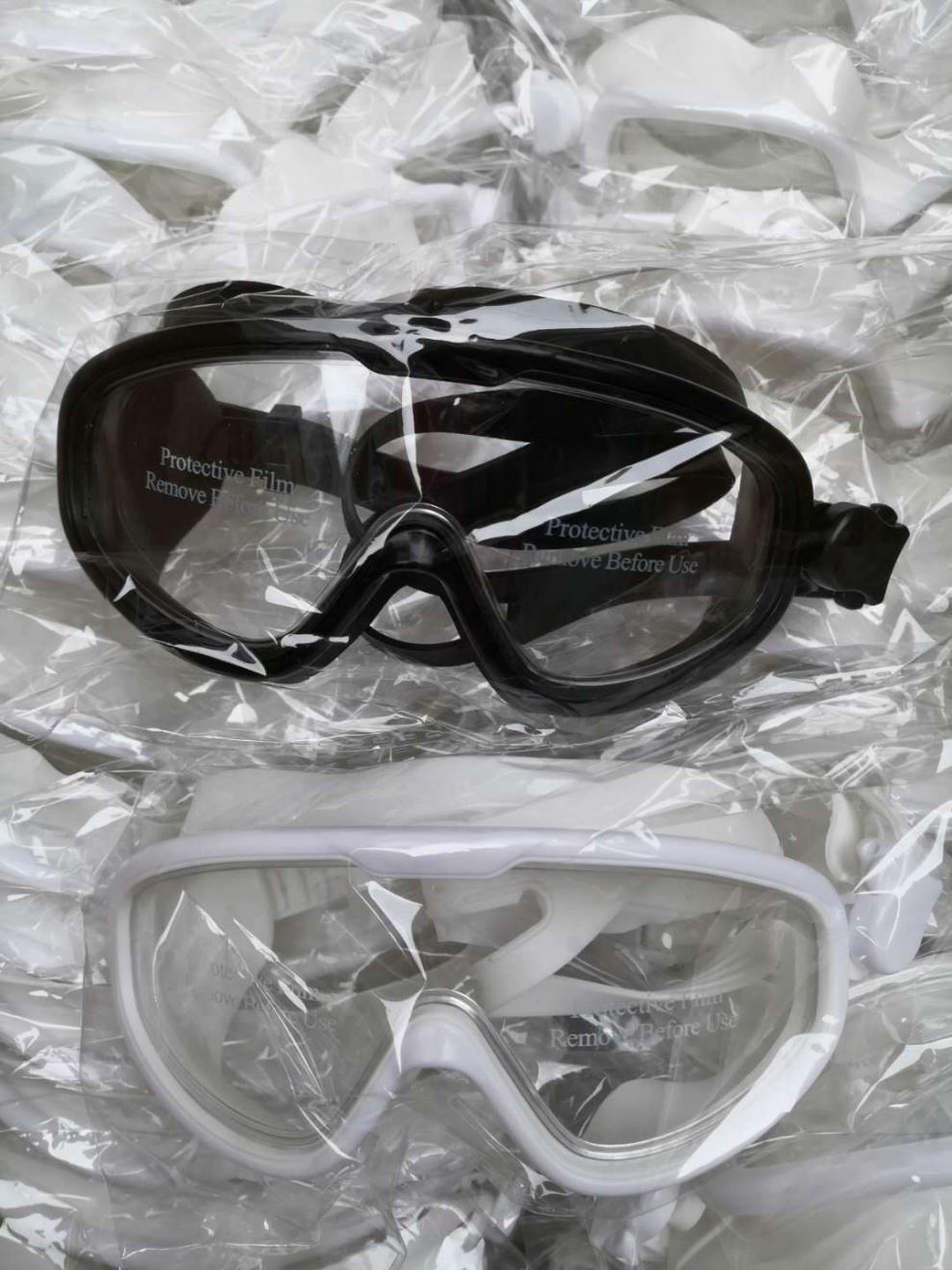 防水防雾高清硅胶 游泳眼镜 成人偏光骑行大框护目镜厂家现货批发 银