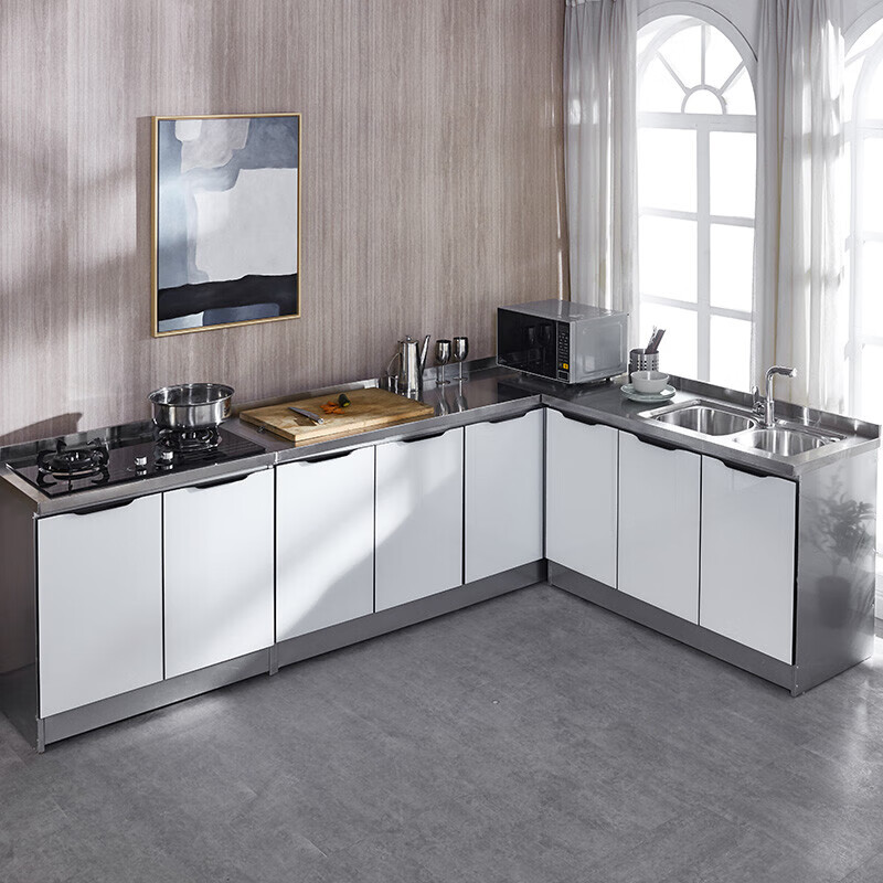 全钢橱柜成品一体组装简易厨房柜子不锈钢灶台水槽柜整体厨柜农村家用