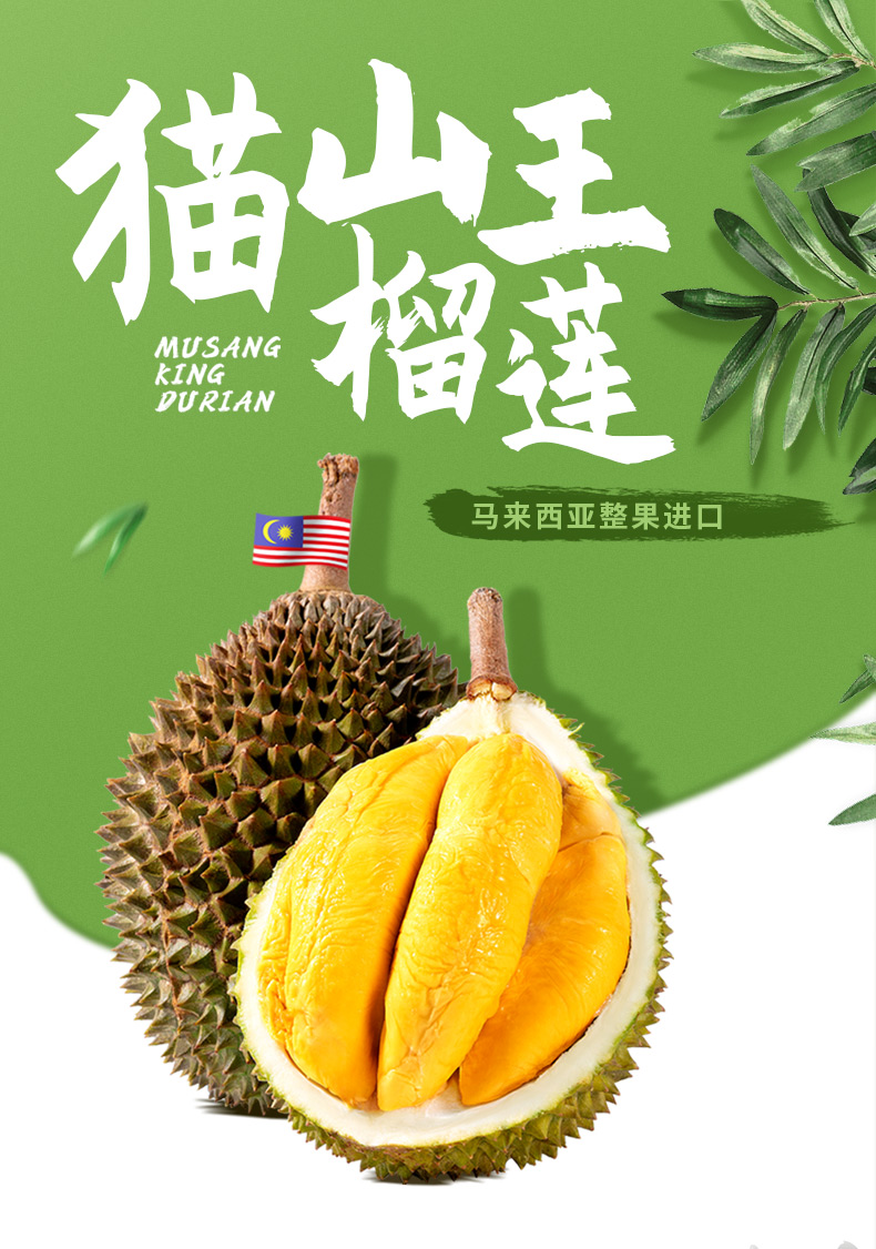 马来西亚正宗进口猫山王榴莲肉d197液氮冷冻带壳新鲜水果顺丰精品单个