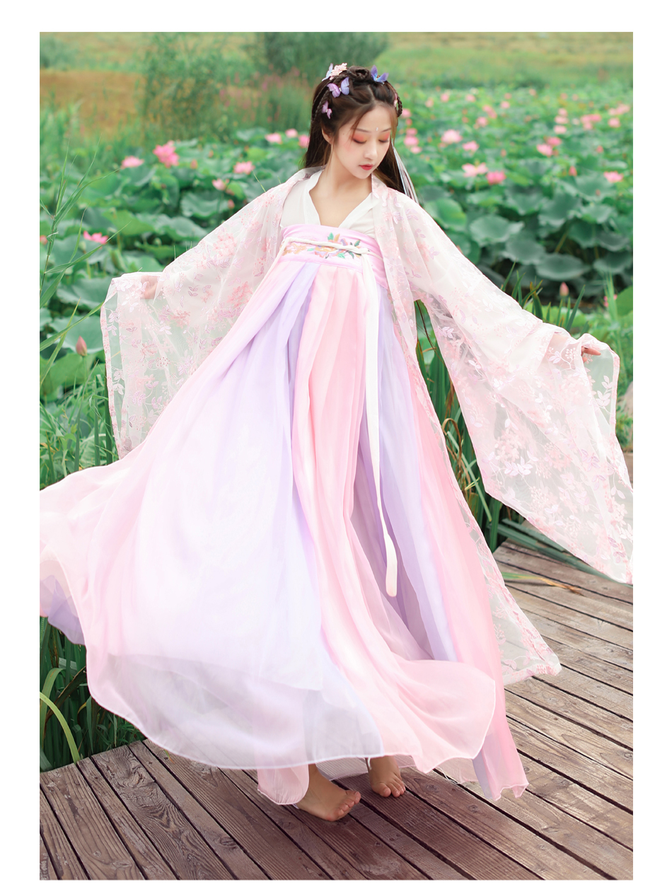 原创汉服女古装中国风学生仙女樱花仙古风套装q红装上衣襦裙3米摆xxl