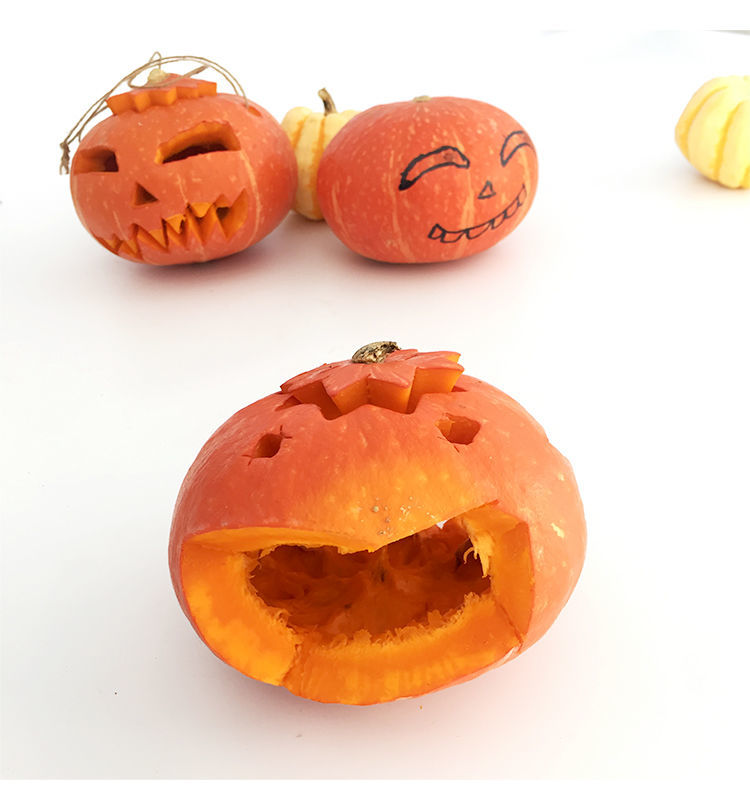 万圣节南瓜灯手工diy雕刻工具材料包儿童幼儿园活动作业真南瓜灯20cm