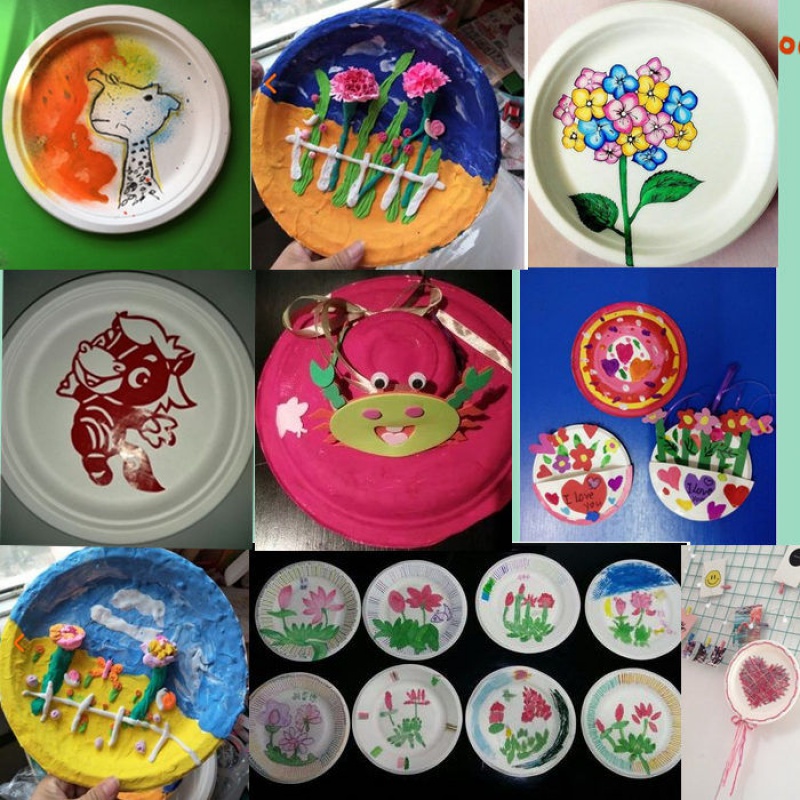 一次性碟子 一次性纸盘子幼儿园手工diy绘画画盘子纸碟子蛋糕餐盘纸盘