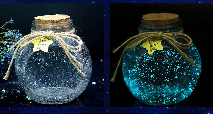 岙筱夜光许愿瓶荧光星空瓶玻璃瓶幸运星瓶星星瓶发光瓶生日礼物小号可