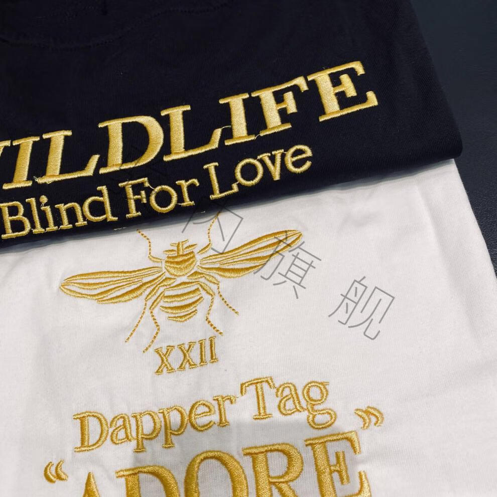 【抖音同款】小蜜蜂男装polo男短袖小蜜蜂刺绣t恤男士潮牌翻领港风