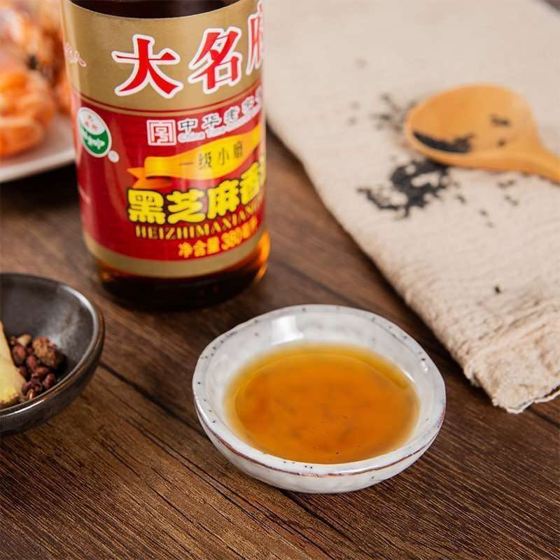 大名府小磨香油中华一级小磨纯芝麻油香油调味品用黑芝麻380毫升1瓶