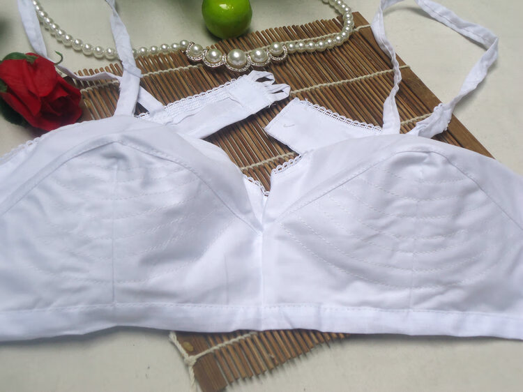 单层全布胸罩中老年文胸纯棉内衣无钢圈大码薄款夏白色细带后扣78