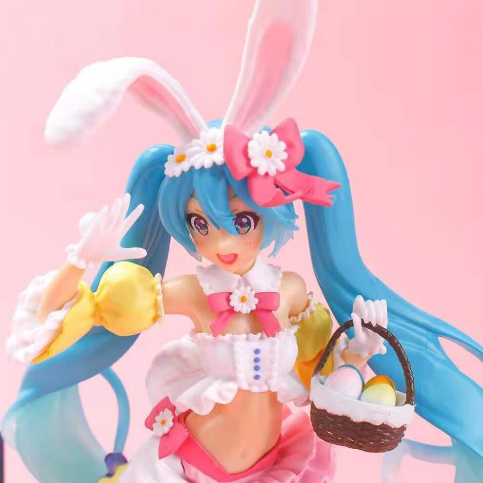 蕾姆手办樱花兔耳初音未来粉色少女公主殿下手办玩偶模型动漫摆件车载