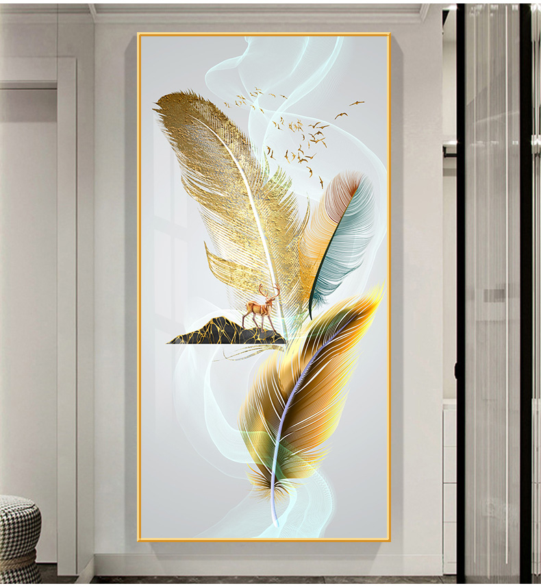 崎杳小米生态同款入户门玄关装饰画竖版走廊尽头过道壁画北欧客厅