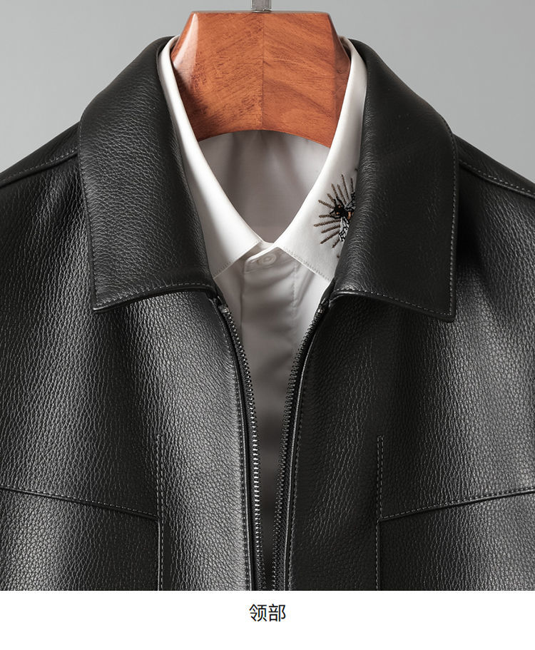 轻奢高端品质2022鹿皮皮衣海宁高端男士夹克新款翻领轻商务休闲单皮