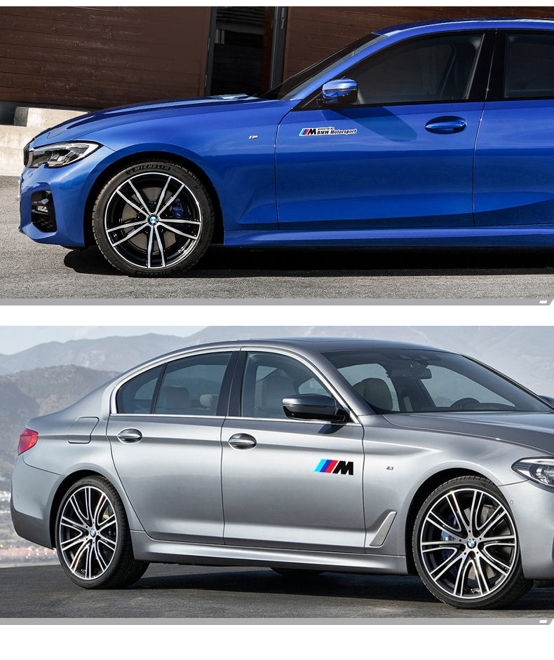 适用于适用于宝马m标反光贴 bmw motorsport车贴车后尾标志改装侧标