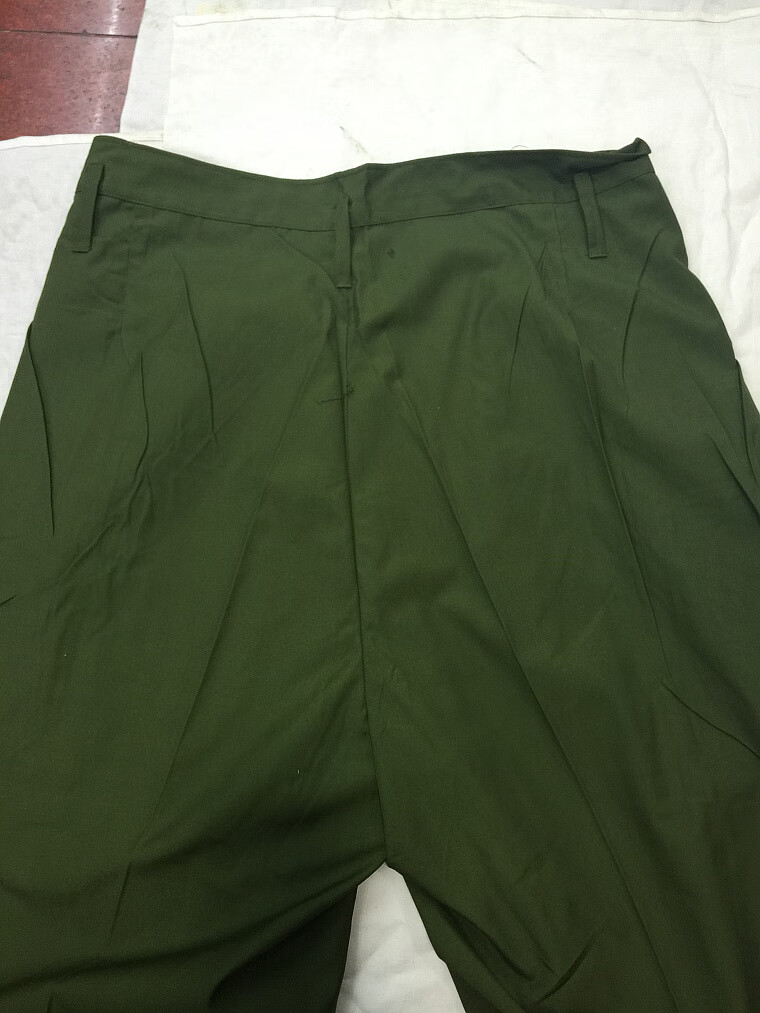 涤卡绿色夏裤的确良夏裤工装裤黄的确良夏裤老式黄 军绿色 付特号腰围