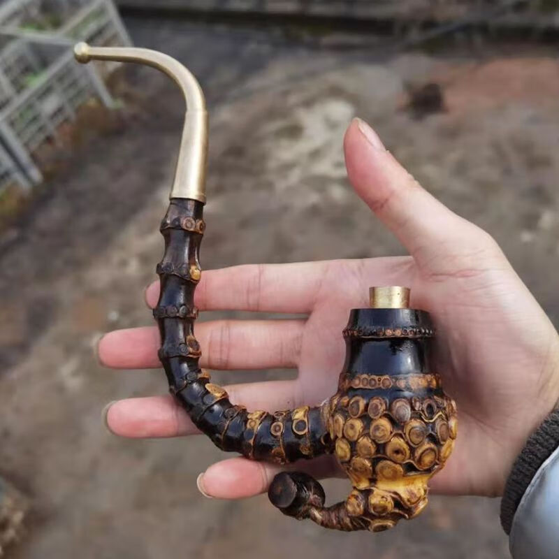 老式旱烟斗 竹根烟斗 紫竹烟斗竹根烟杆贵州黑竹子烟杆手工老式黑竹
