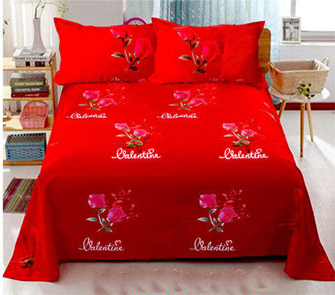 厚大红床单件斜纹结婚庆被单双人喜事大床单新婚m床花海玫瑰幸福时刻