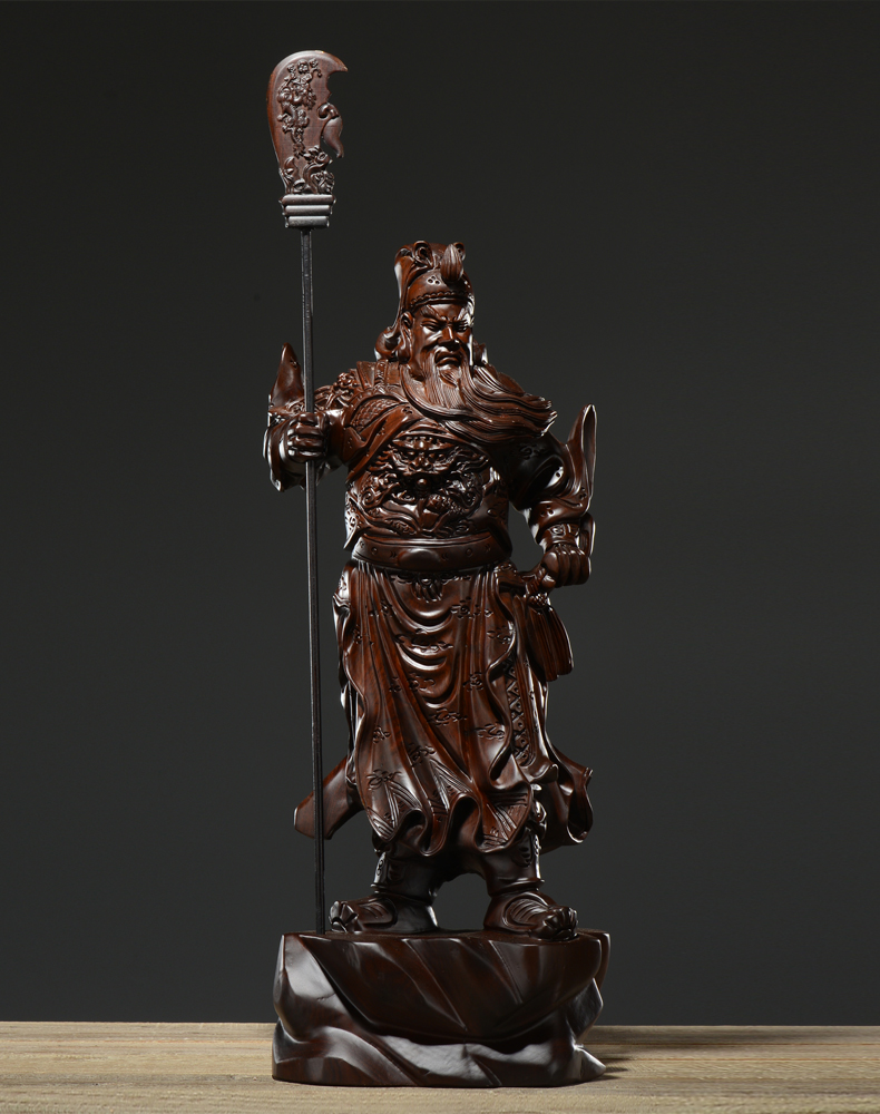 木雕关二爷神像实木关公摆件客厅红木武财神关圣帝君c款精雕整木高