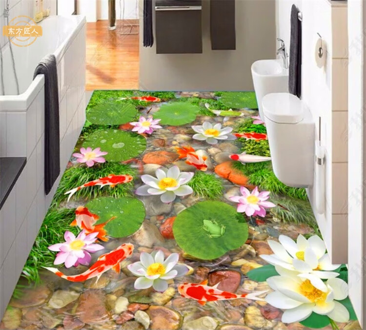 3d地板砖瓷砖画卫生间厨房厕所客厅立体户外阳台仿古砖沙滩拼图案高温