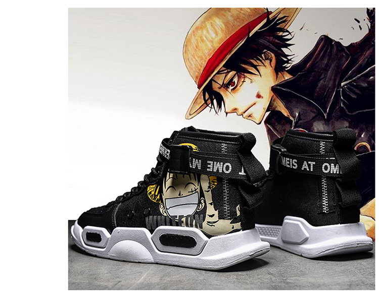 l adidas hen海贼王动漫联名空军一号运动鞋秋季手绘路飞高帮板鞋涂鸦