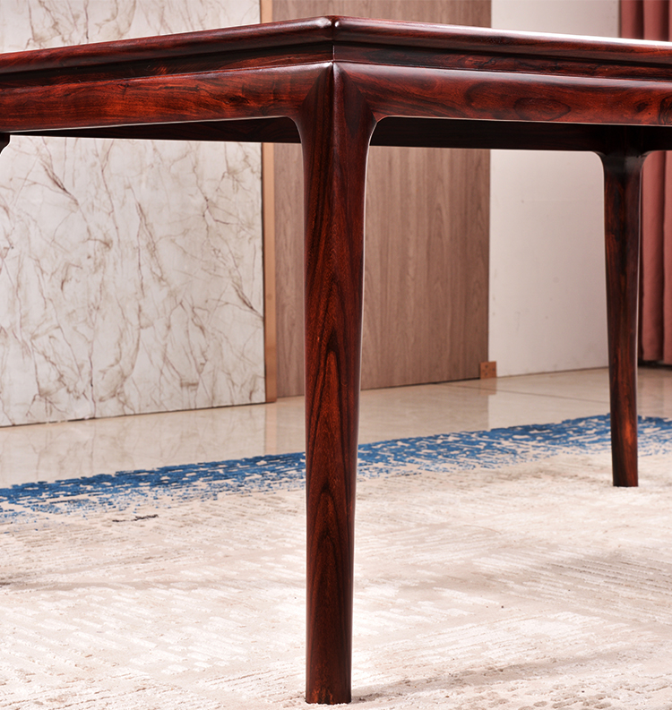 齐善品佳红木家具印尼黑酸枝学名阔叶黄檀新中式餐桌椅组合实木长方桌