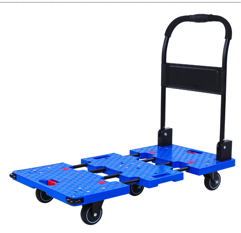 致悦好易推平板车小推车四轮工具车折叠静音家用搬运车 90*60绿色超厚