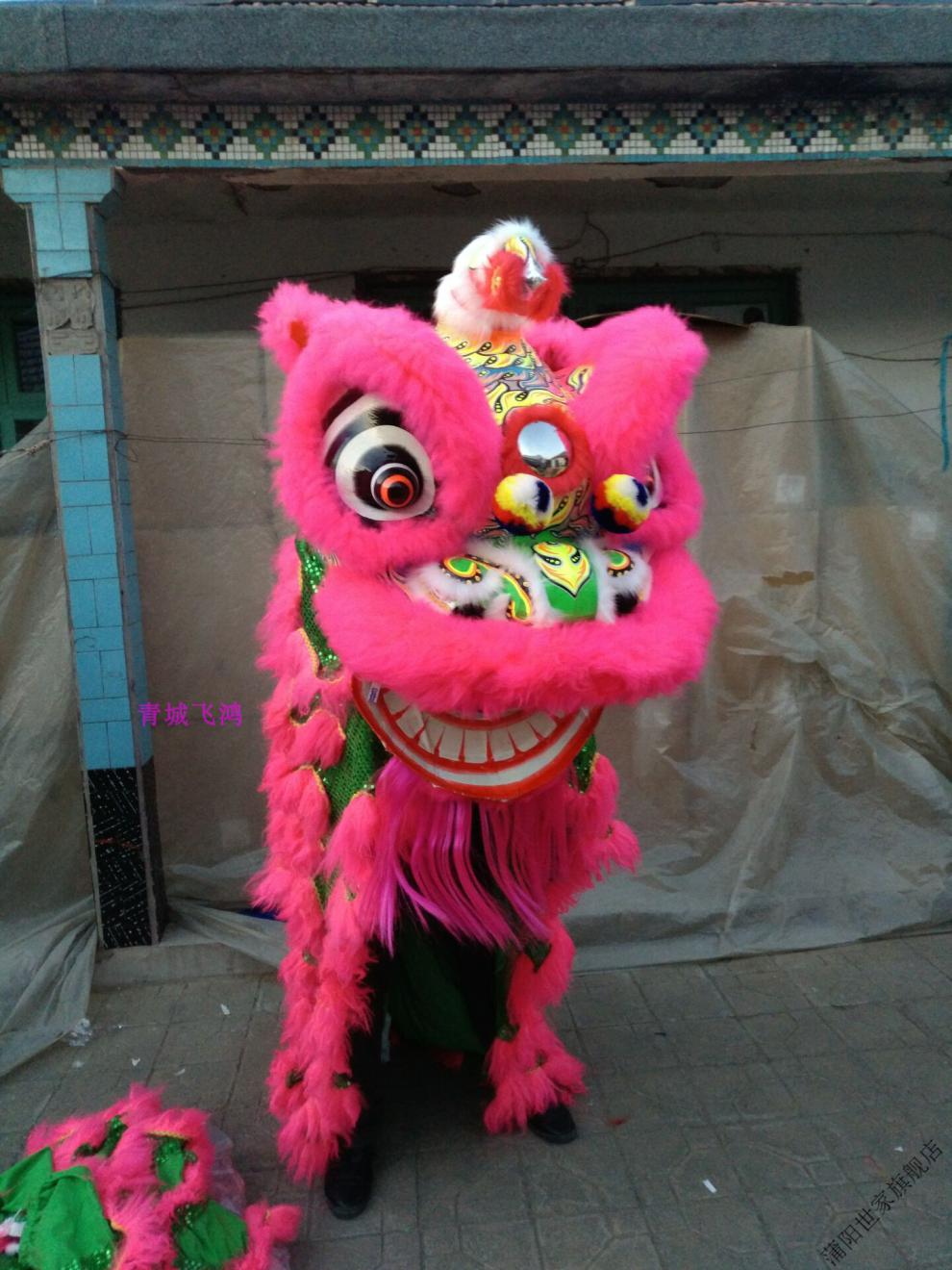 鹤桩醒狮鹤装狮舞狮羊毛醒狮道具竞技醒狮鹤山装醒狮澳洲羊毛 鹤桩浅