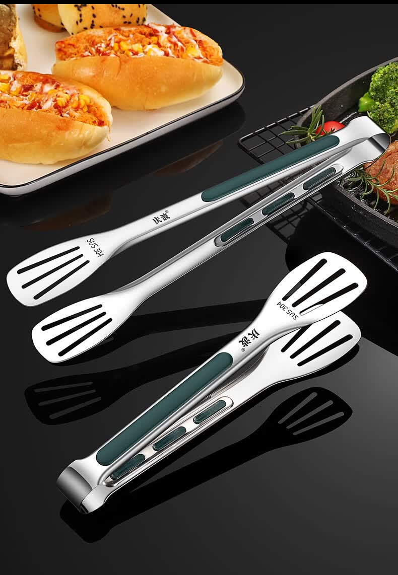 烤肉夹子304不锈钢食品夹子厨房烧烤防烫加厚牛排夹自助餐夹烤肉夹菜