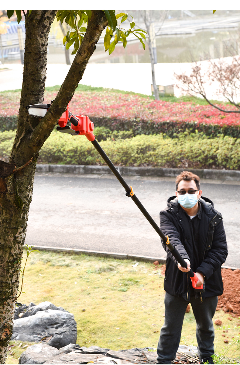 电动高枝锯充电式高空修剪树枝锯伸缩加长杆园林果树链条锯子 21v4安