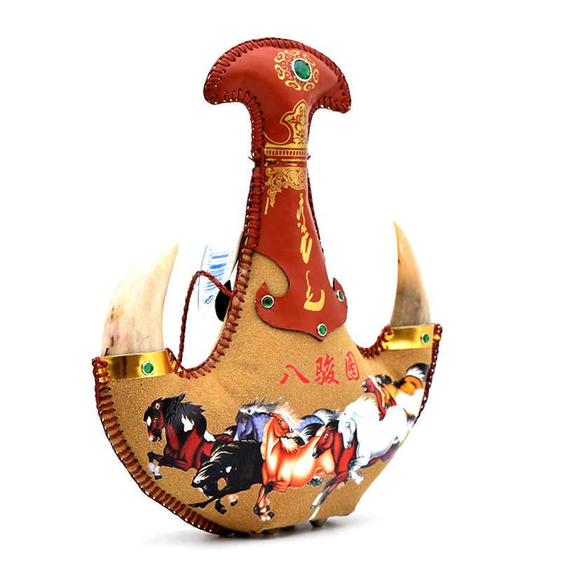 牛转乾坤马奶酒内蒙特产皮囊壶42度奶香礼品酒正宗真牛角白酒两瓶 牛