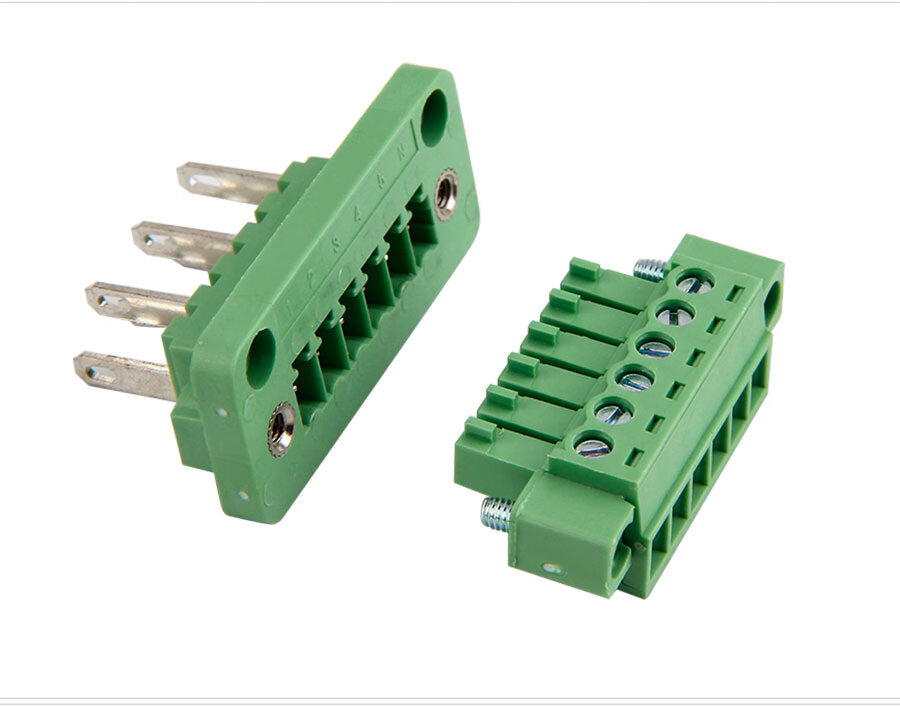 万特弗pcb免焊接线端381508间距穿墙式接线端子公母座铜对插电线接头