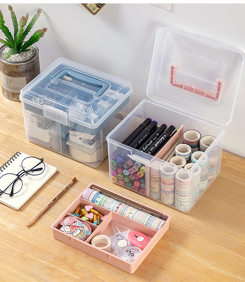 小麻薯收纳盒 手账收纳盒子小麻薯胶带贴纸荧光笔刀便利贴全套大容量