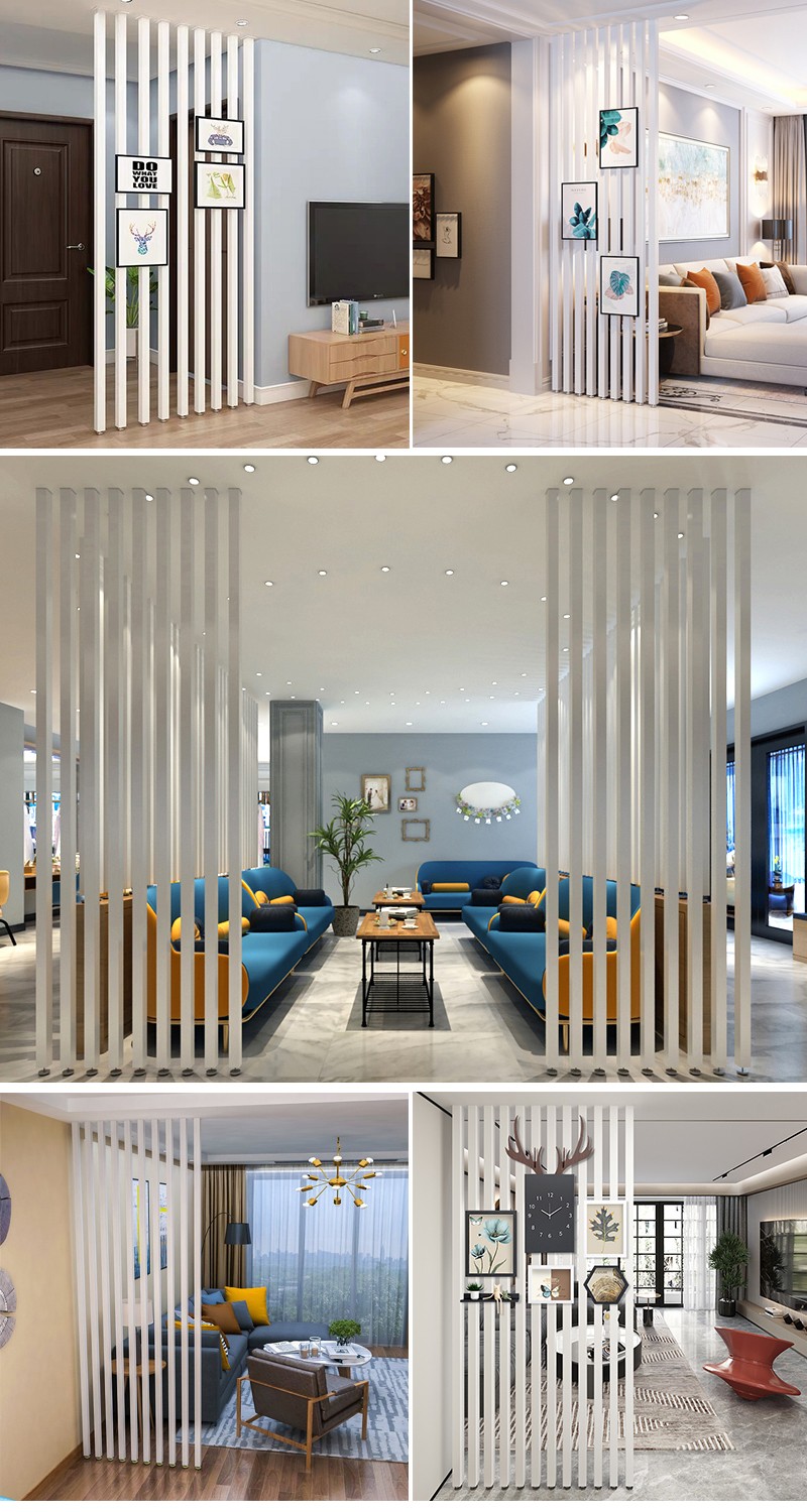 确不凡玄关立柱竖条屏风隔断客厅现代简约办公室装饰铝合金方管灰色