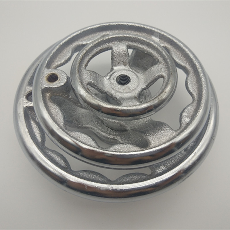 定制精密铸造电镀铁手轮 铸铁镀铬内波纹圆边铁手轮 圆轮缘铁镀铬手轮