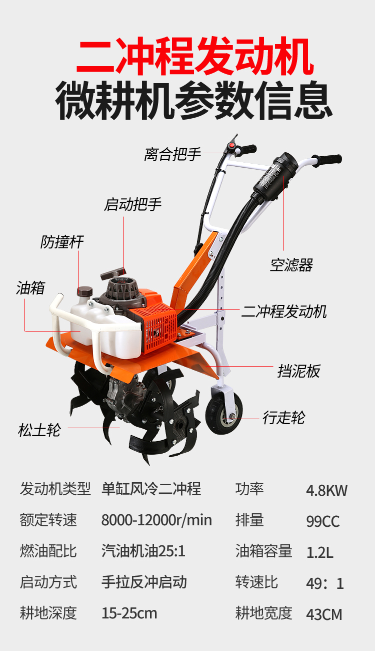 雅马哈大功率旋耕机多功能耕地机除草开沟松土犁地汽油小型微耕机二
