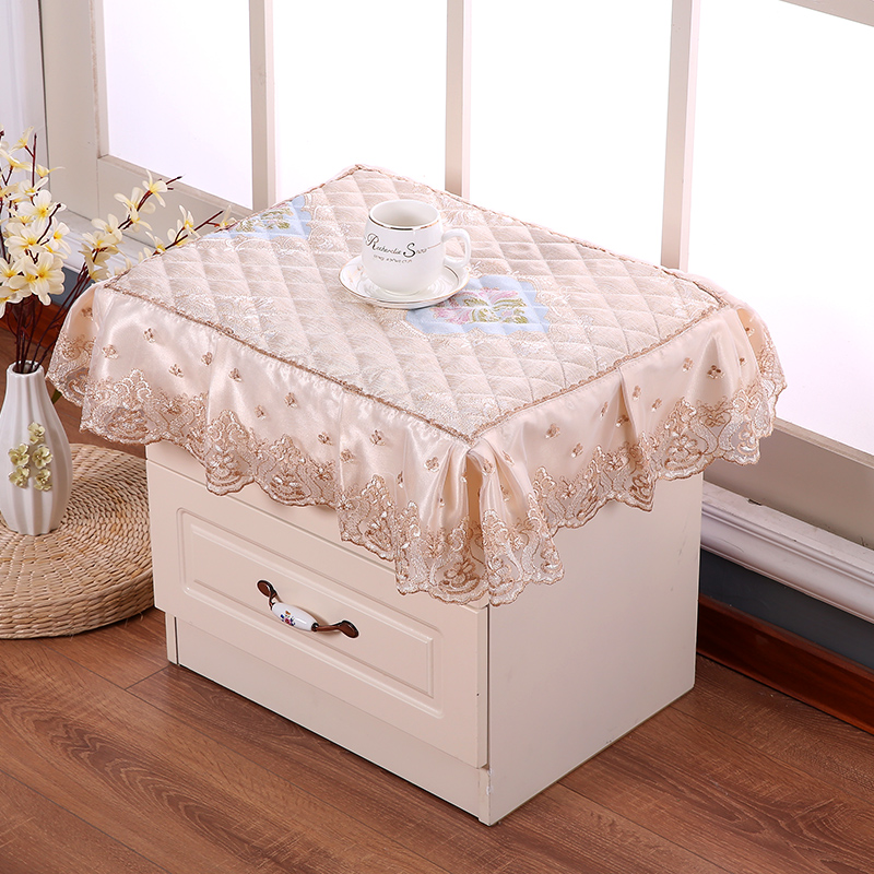 欧式卧室床头柜盖布布艺床头柜罩防尘罩简约多用巾微波炉盖巾 金咖色
