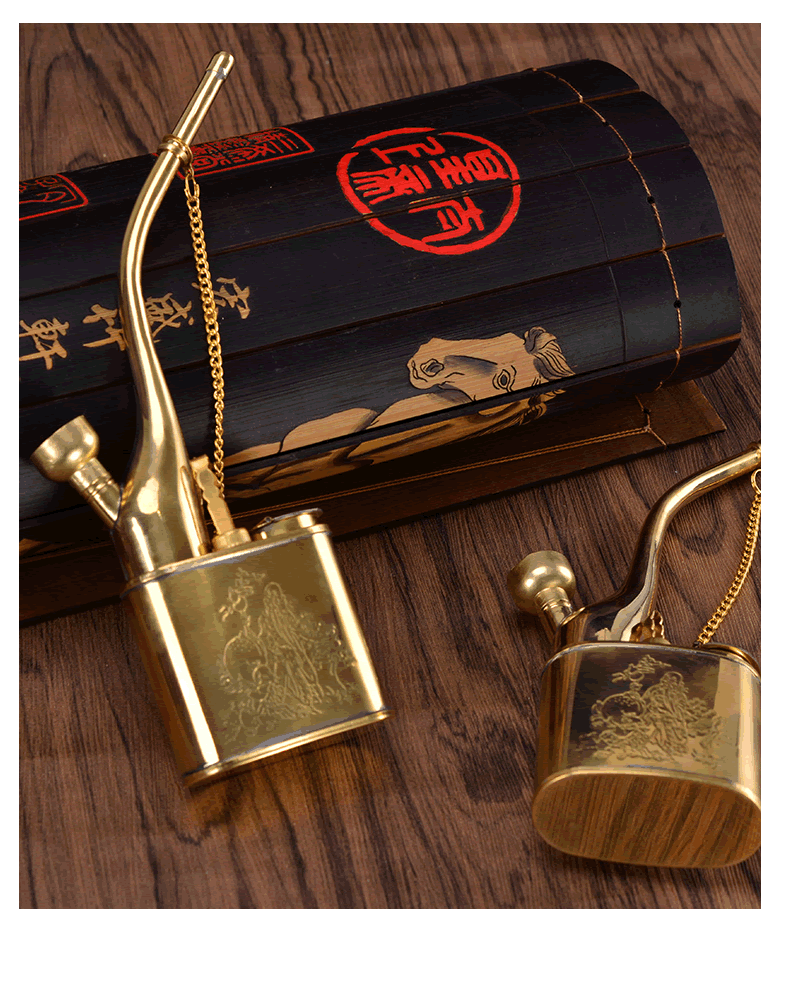 阿麦思 黄铜水烟壶铜全套老式水烟斗男士烟嘴烟筒锅便携过滤器 【大锅