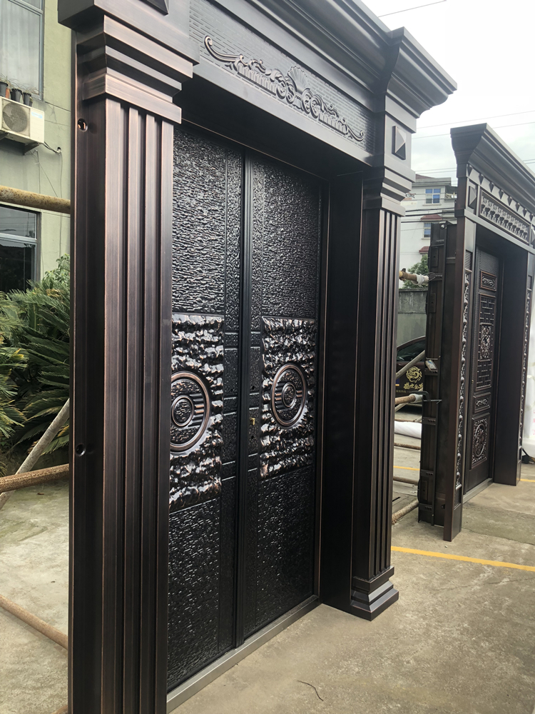 防盗门铜门进户大门仿铜仿真铜门对开门农村大门不锈钢门 款式2【图片