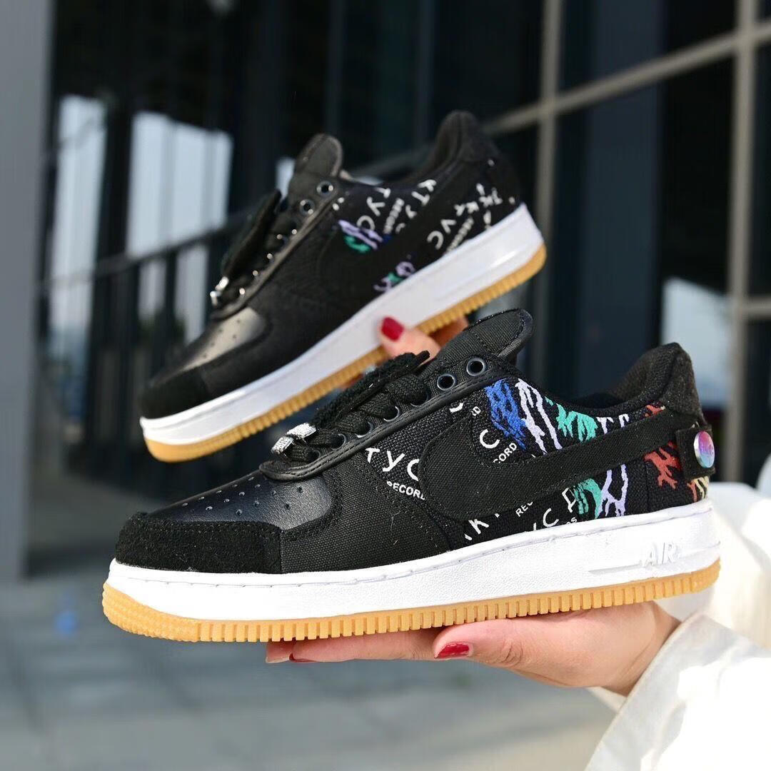 纯原高品质travis scott x air fore ts联名af情侣鞋莆田纯原 黑色